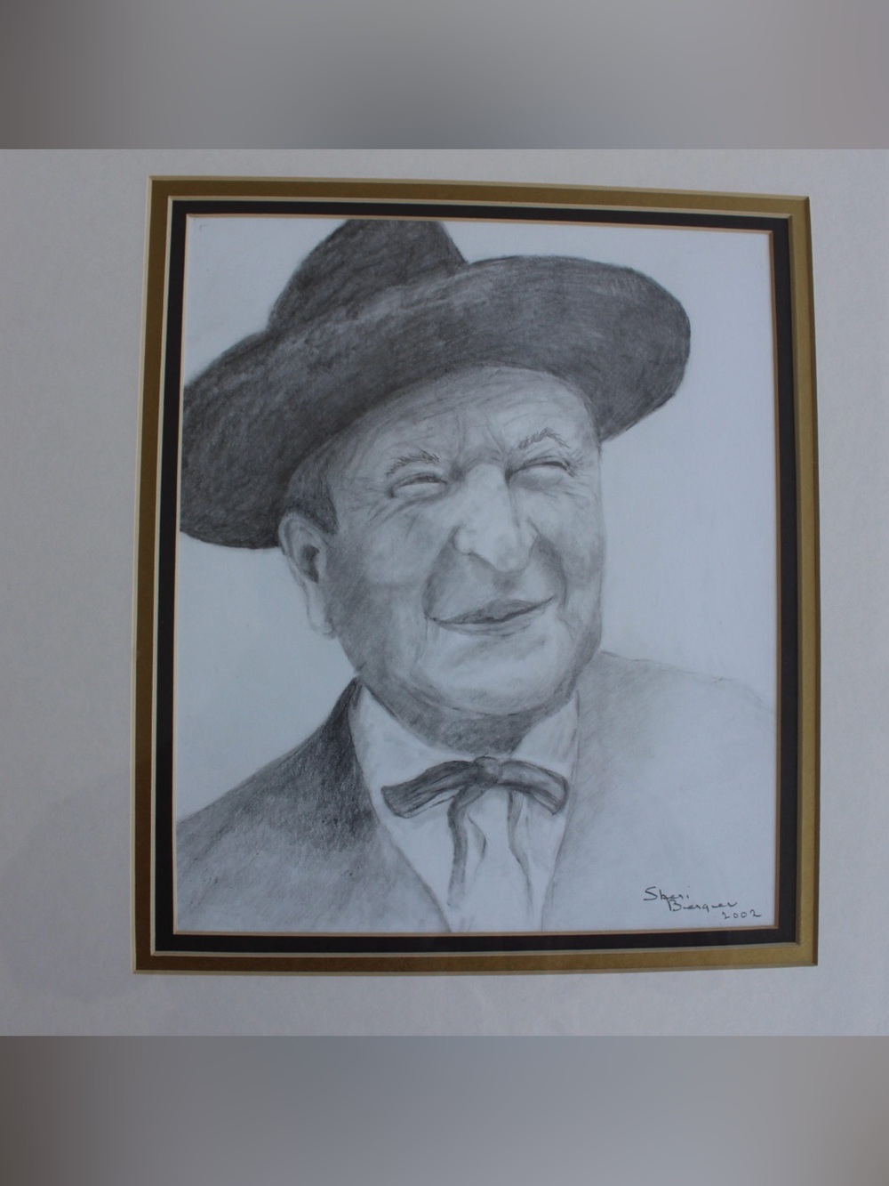 Framed Charcoal Portrait Artwork in Black and White