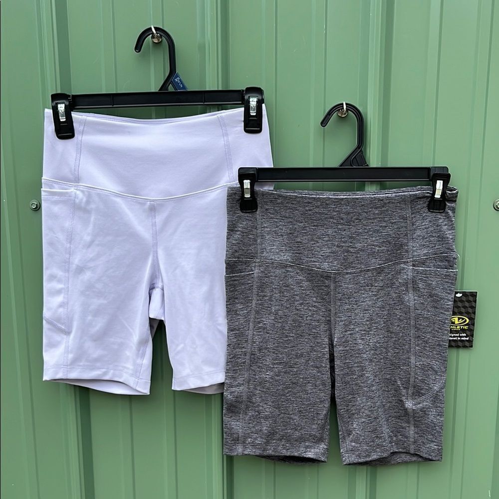 Women’s High Rise Athletic Bike Shorts 2-Pack Size XS