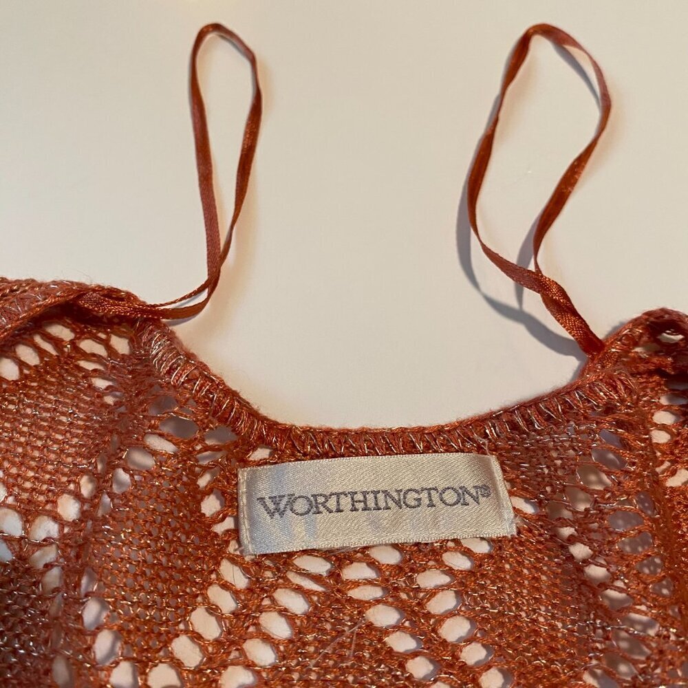 VINTAGE Worthington Shimmer Tie Front Cardigan - Picture 8 of 10