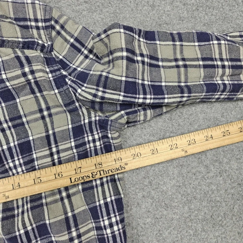 Woolrich Shirt Womens Large Blue Gray Plaid Flannel Button Up Long Sleeve Top - Picture 7 of 8