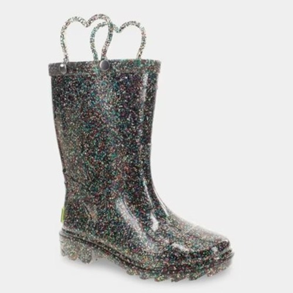 Western Chief Light-Up Rain Boots Girls Toddler Multi-Color Glitter NWT