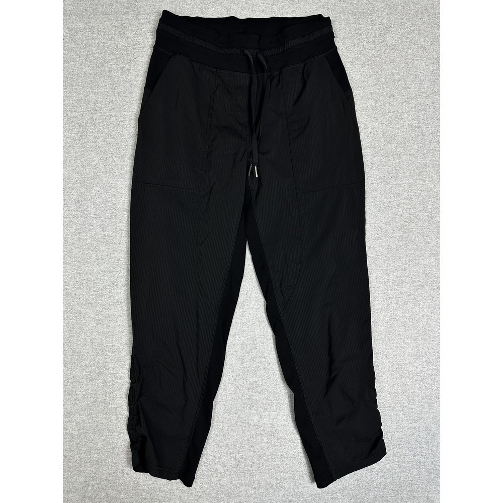Lululemon Pants Womens 6 Black Dance Studio Crop Ruched Drawcord Hem Athletic