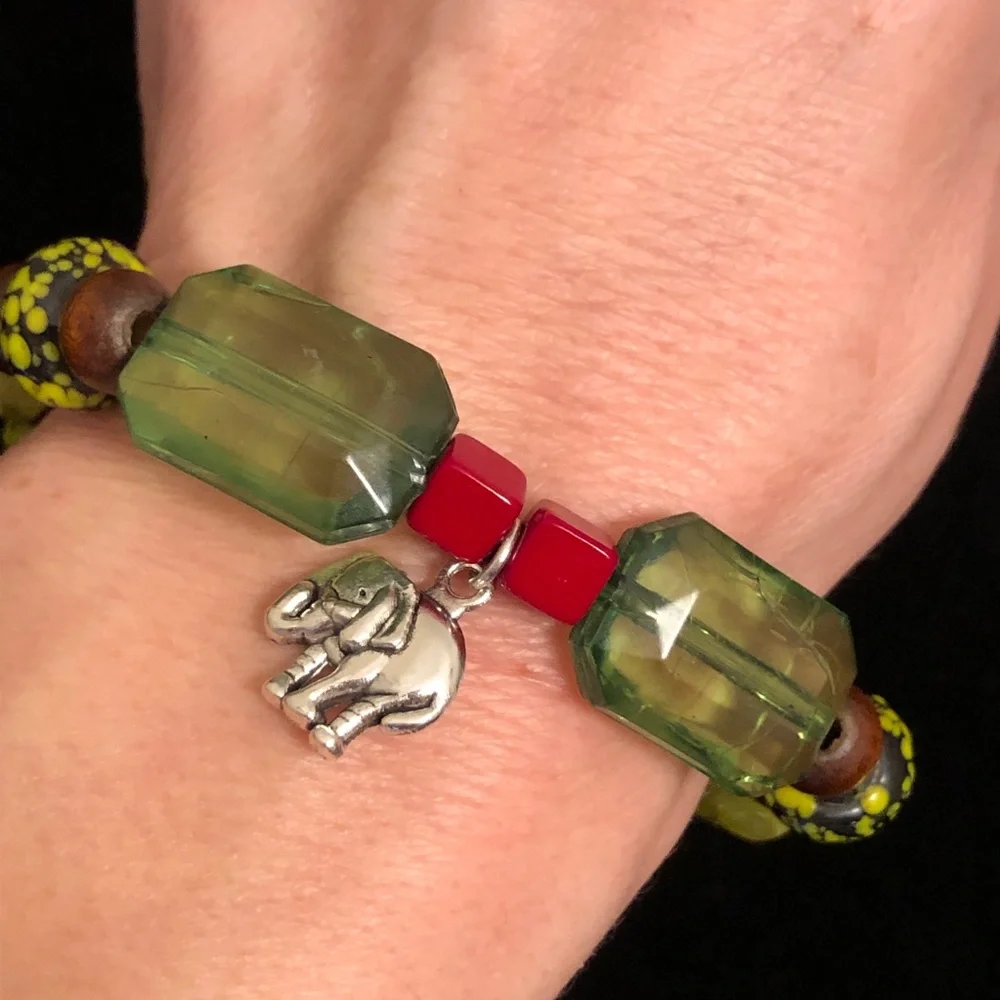 Colorful Beaded Bracelet with Elephant Charm - Picture 7 of 9