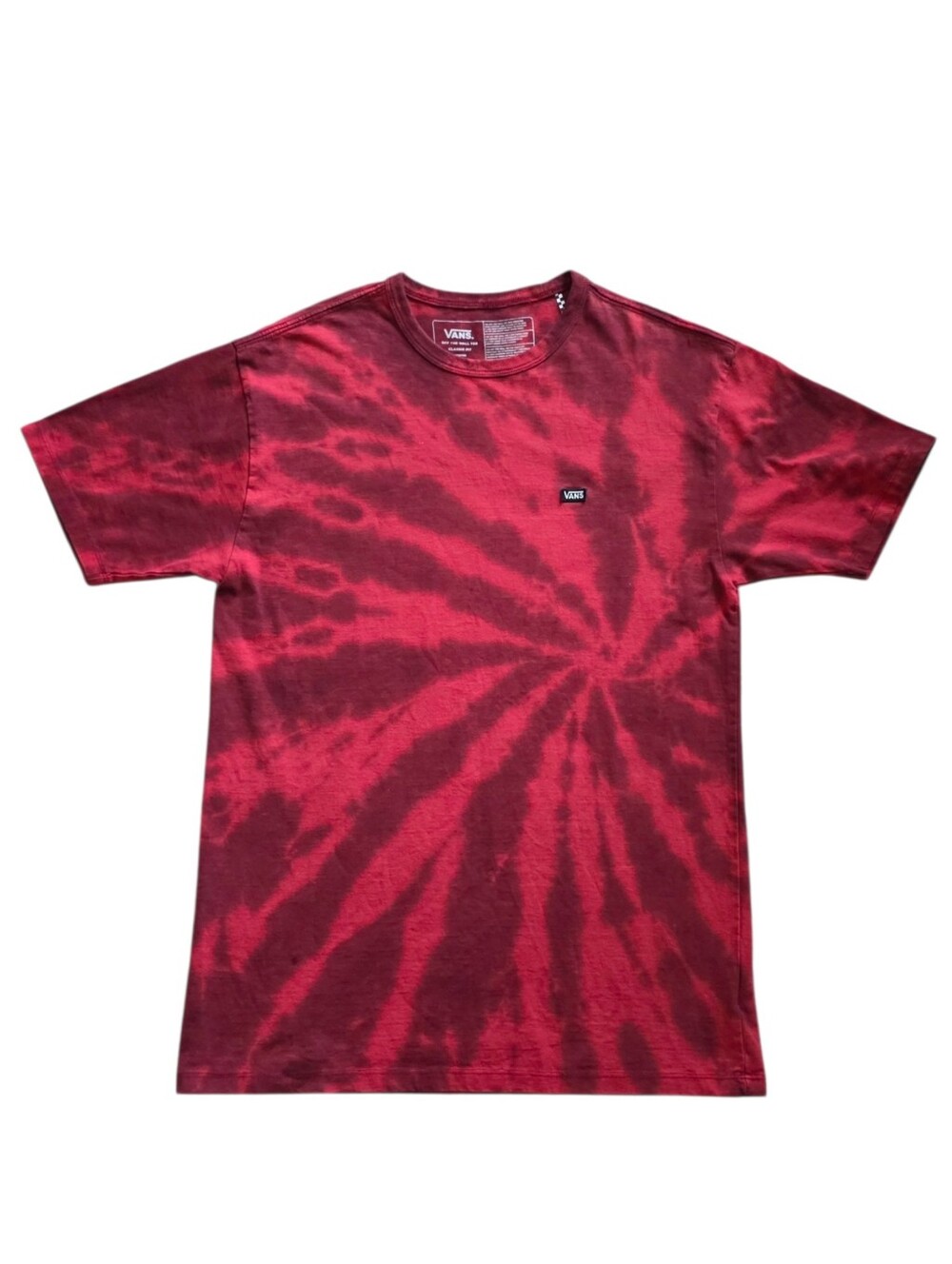 Vans Medium Red Tie Dye Off The Wall Classic Skate Tee Shirt