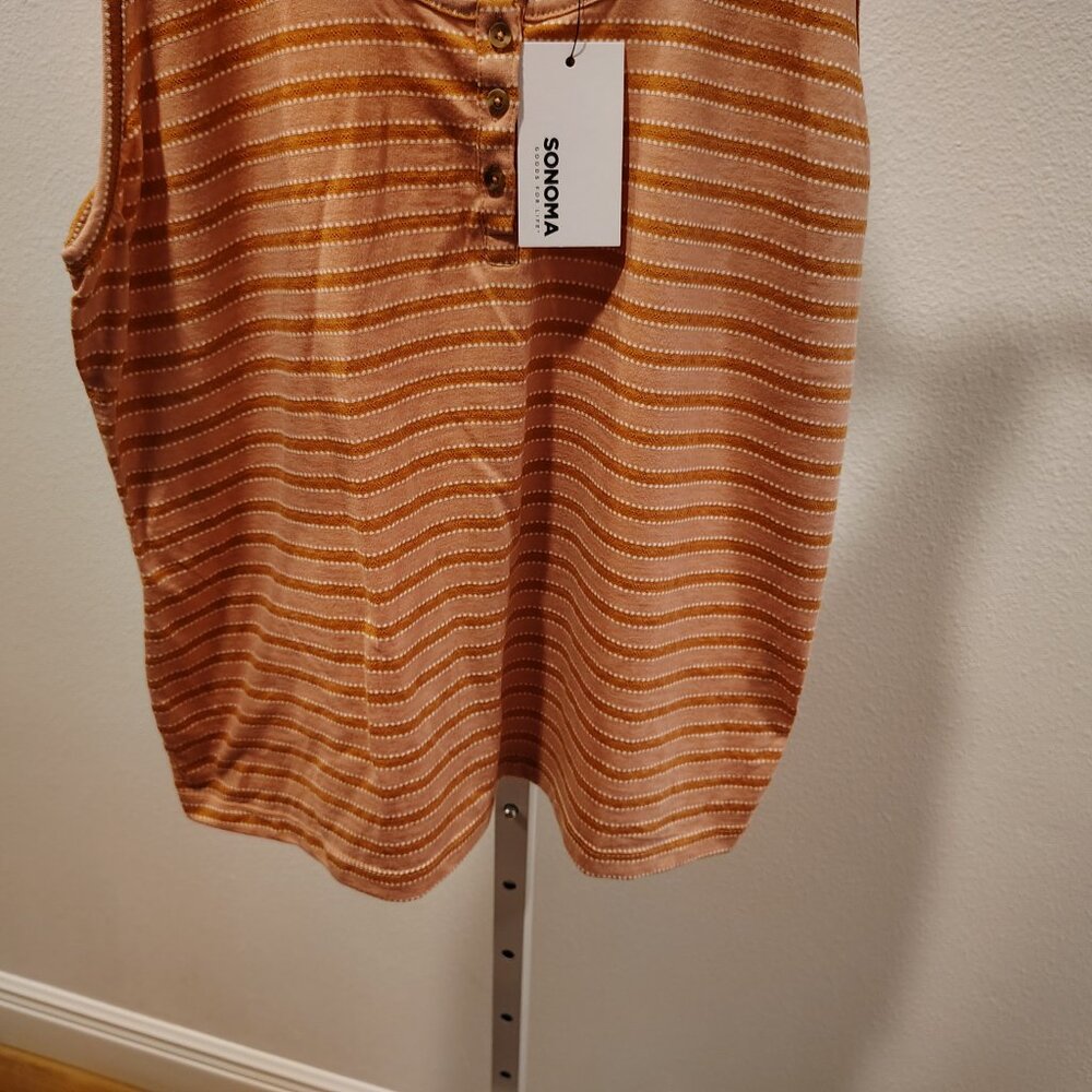 Sonoma Women's Tank Top Size Large NWT Buttons Stripes - Picture 4 of 12