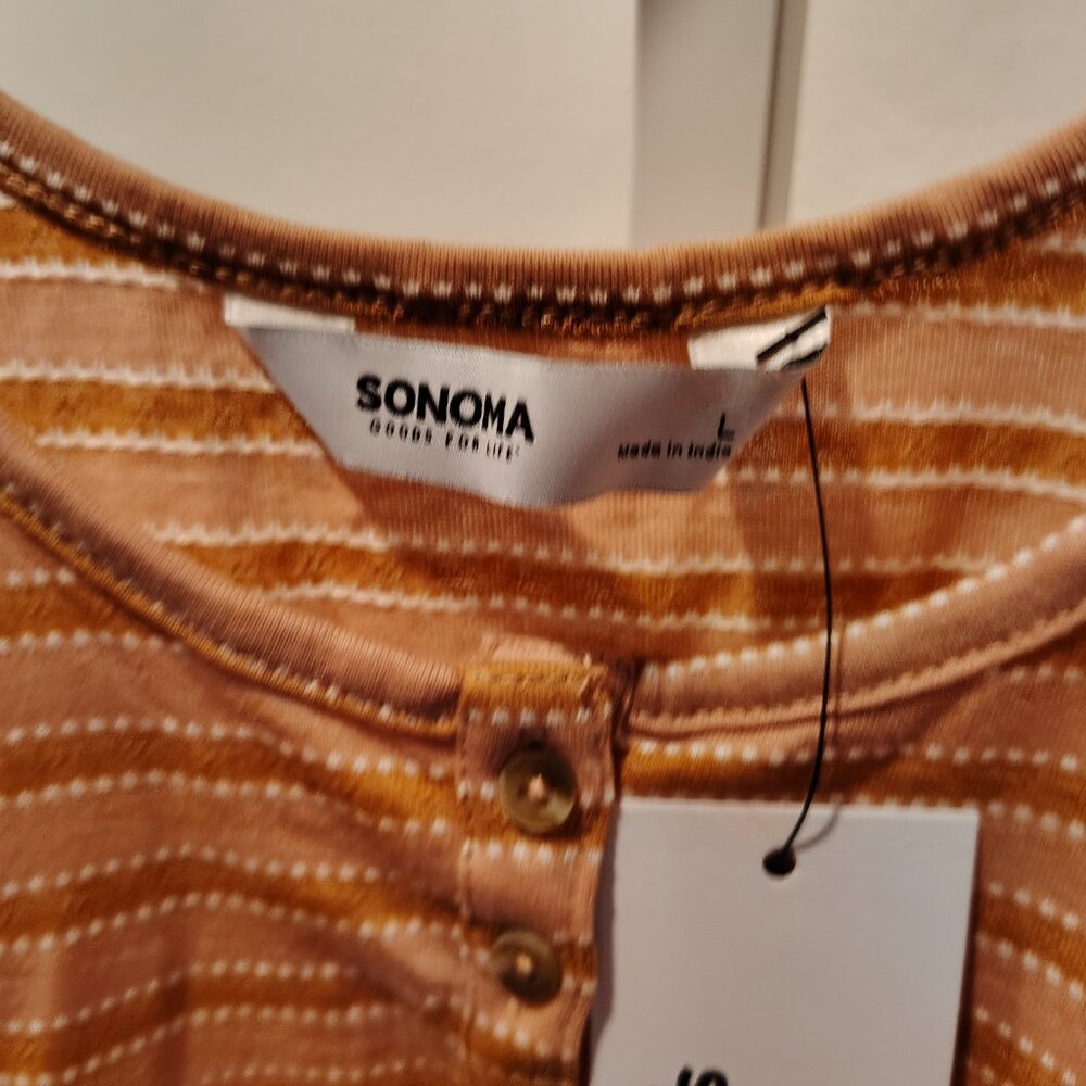 Sonoma Women's Tank Top Size Large NWT Buttons Stripes - Picture 6 of 12