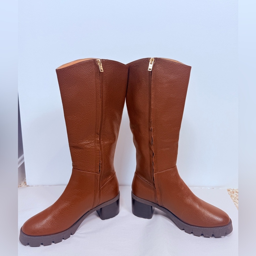 Coach Brown Cindy Pebbled Leather Riding Boot NEW - Picture 4 of 13