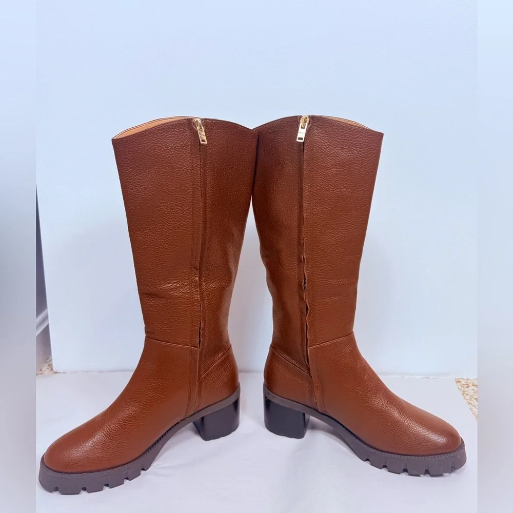 Coach Brown Cindy Pebbled Leather Riding Boot NEW - Picture 4 of 13