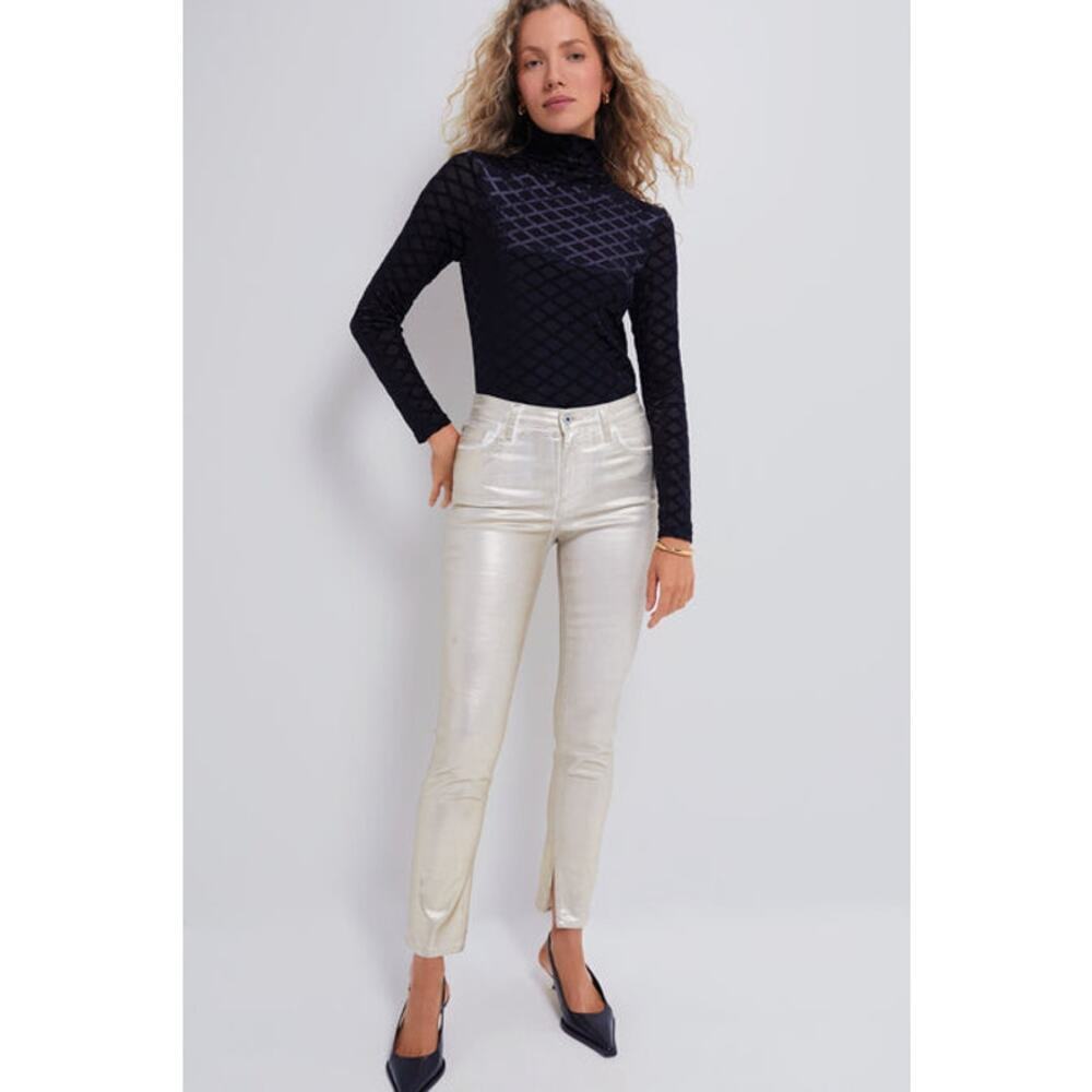 Tuckernuck SIMKHAI Gold Foil Rae High Rise Ankle Skinny Pants NWT Size 28
