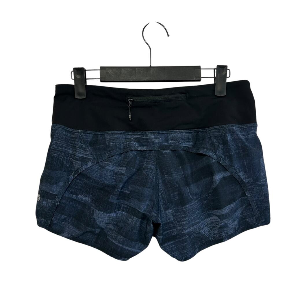 Lululemon Run Times Short 4" Womens Sz 4 Blue Black Drawstring Stretch Workout - Picture 3 of 8