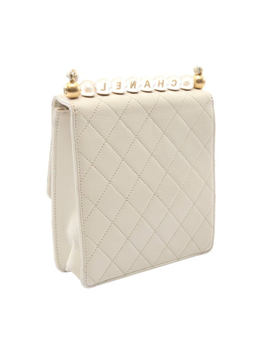 Chanel Shoulder Bag Quilted White Leather Chain - Picture 2 of 10