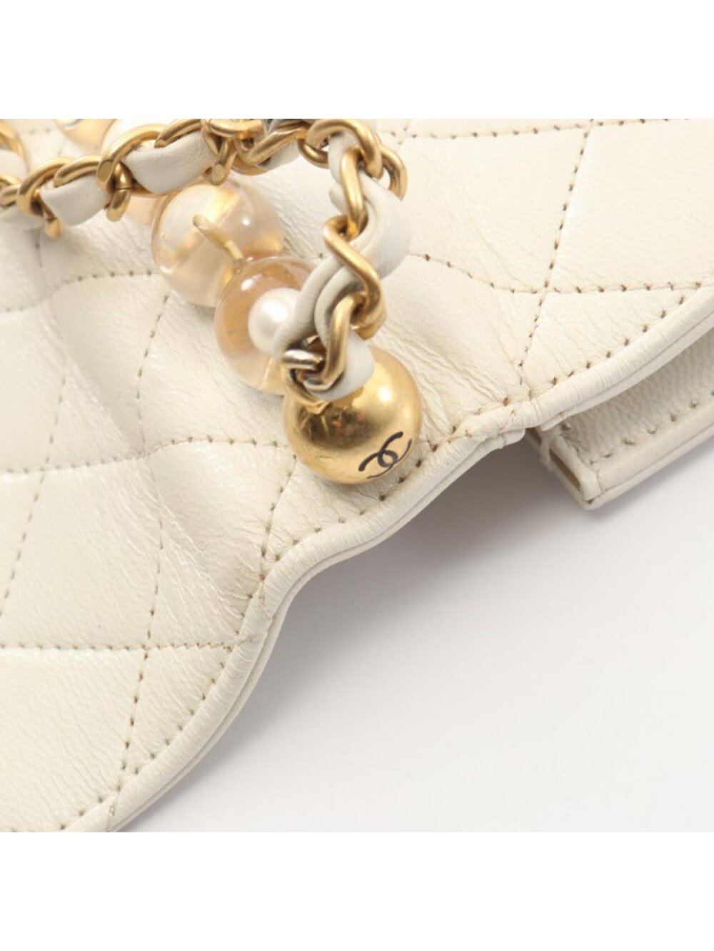 Chanel Shoulder Bag Quilted White Leather Chain - Picture 6 of 10