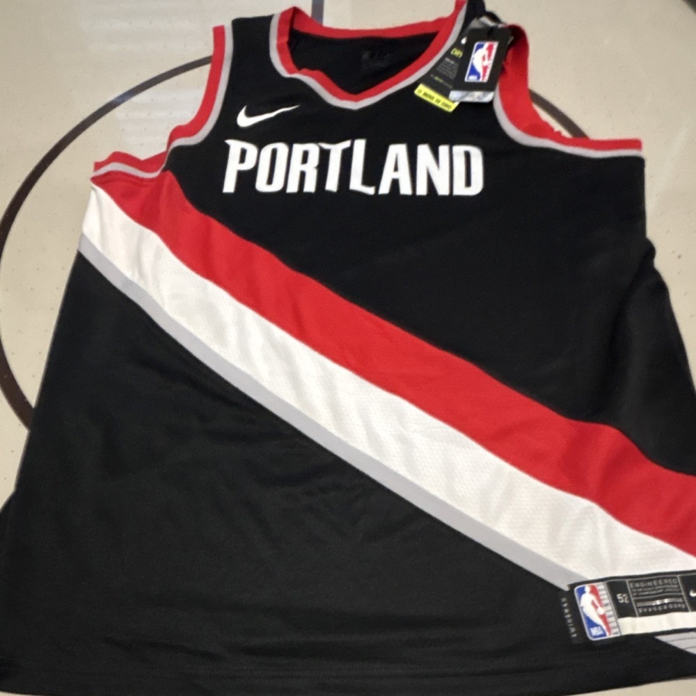 Nike NBA Portland Trail Blazers Swingman Dri-Fit Jersey Black Red Size 52