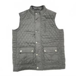 Men's Quilted Gray Vest Jacket with Pockets‎