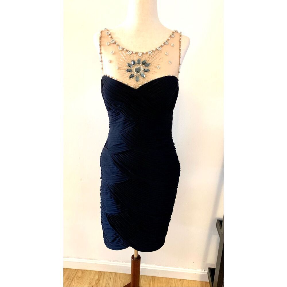 Cache size 4 dress fancy form fitting blue/black