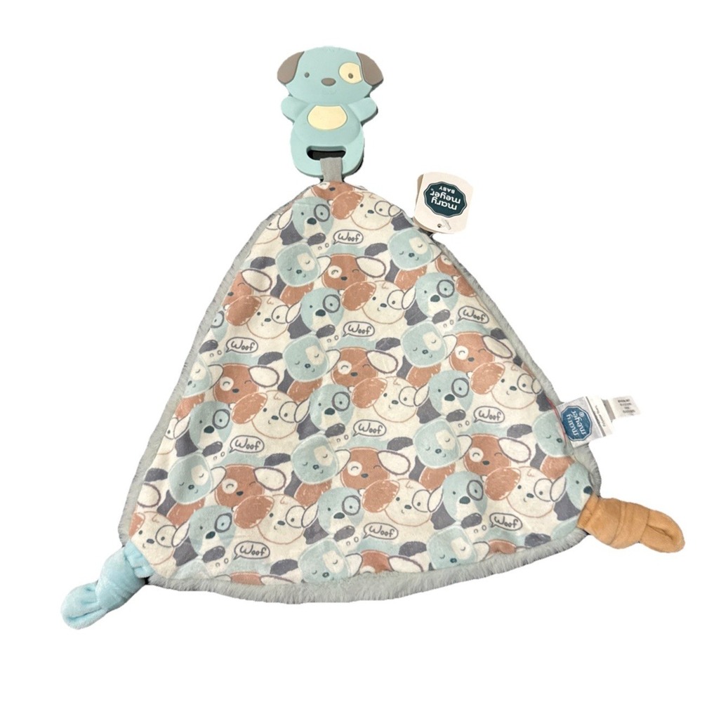 NWT Mary Meyer Puppy Dog Infant Lovey Security Blanket Blue 14" Baby Gift Toy