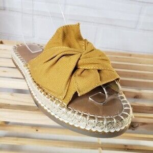 Universal Thread Women's Mustard Yellow Knot Espadrille Slides Sandals Size 7