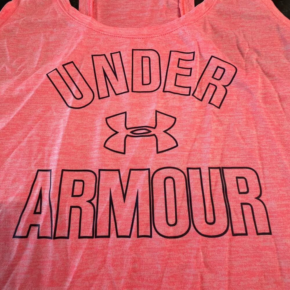 Under Armour HeatGear Racerback Tank Small Coral Athletic Gym Top - Picture 2 of 8