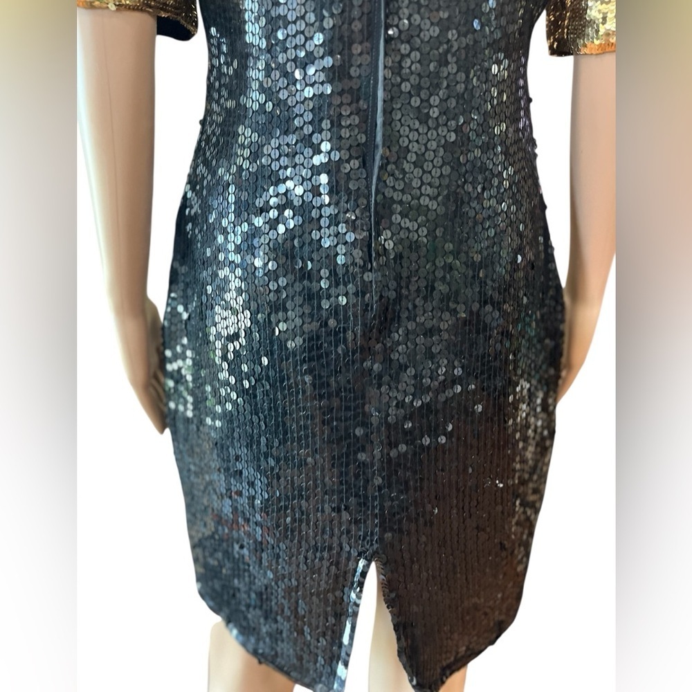 True vintage Stenay gold black Sequin cocktail party Dress-8 - Picture 6 of 10
