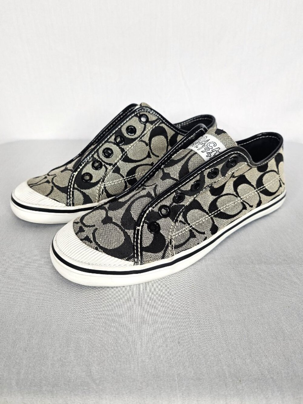 Coach | Kira Slip-On Sneakers | Signature Canvas | Black | Size 5.5