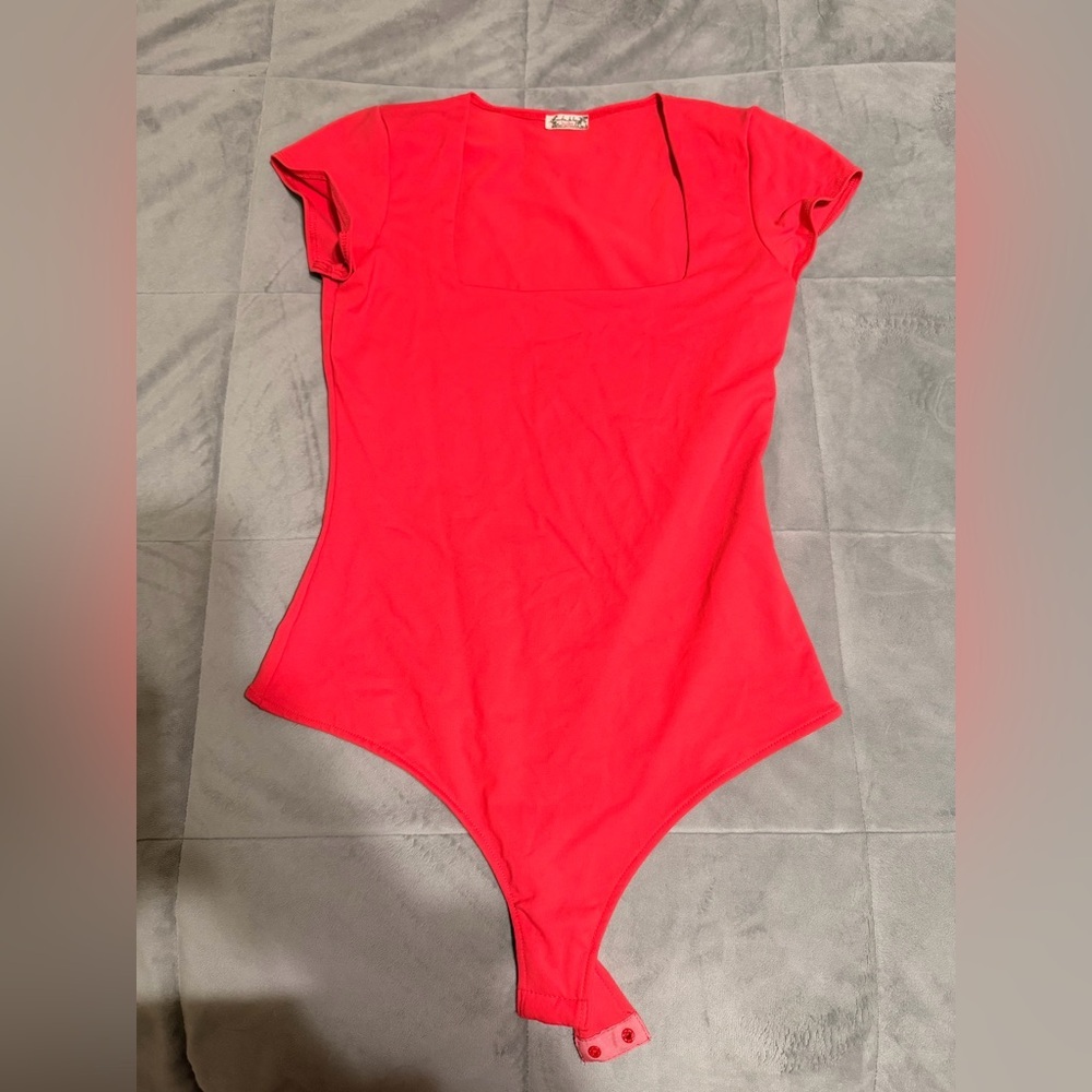 Red Short-Sleeve One-Piece Bodysuit