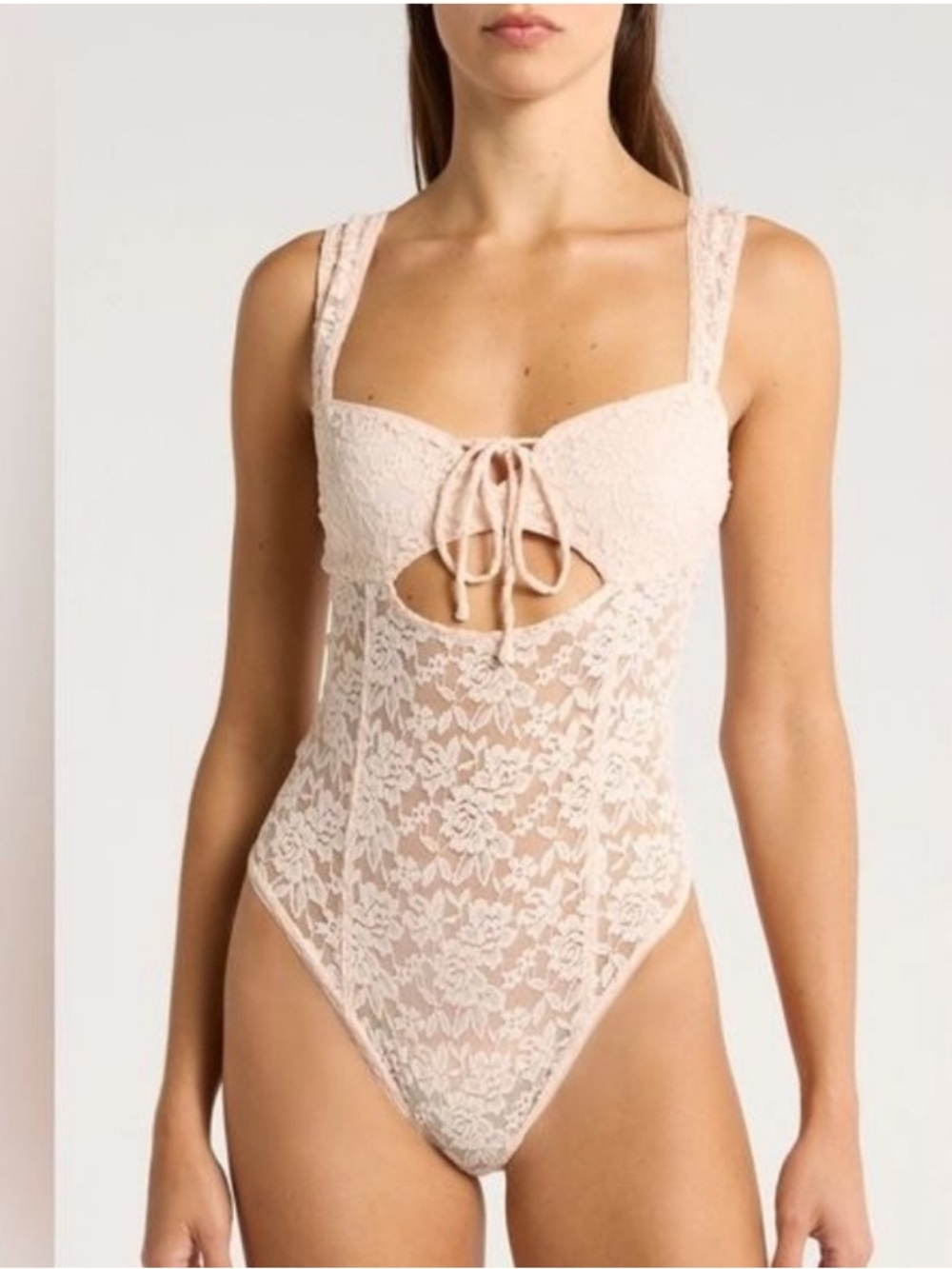 Free People Blush Lace Bodysuit Chemise