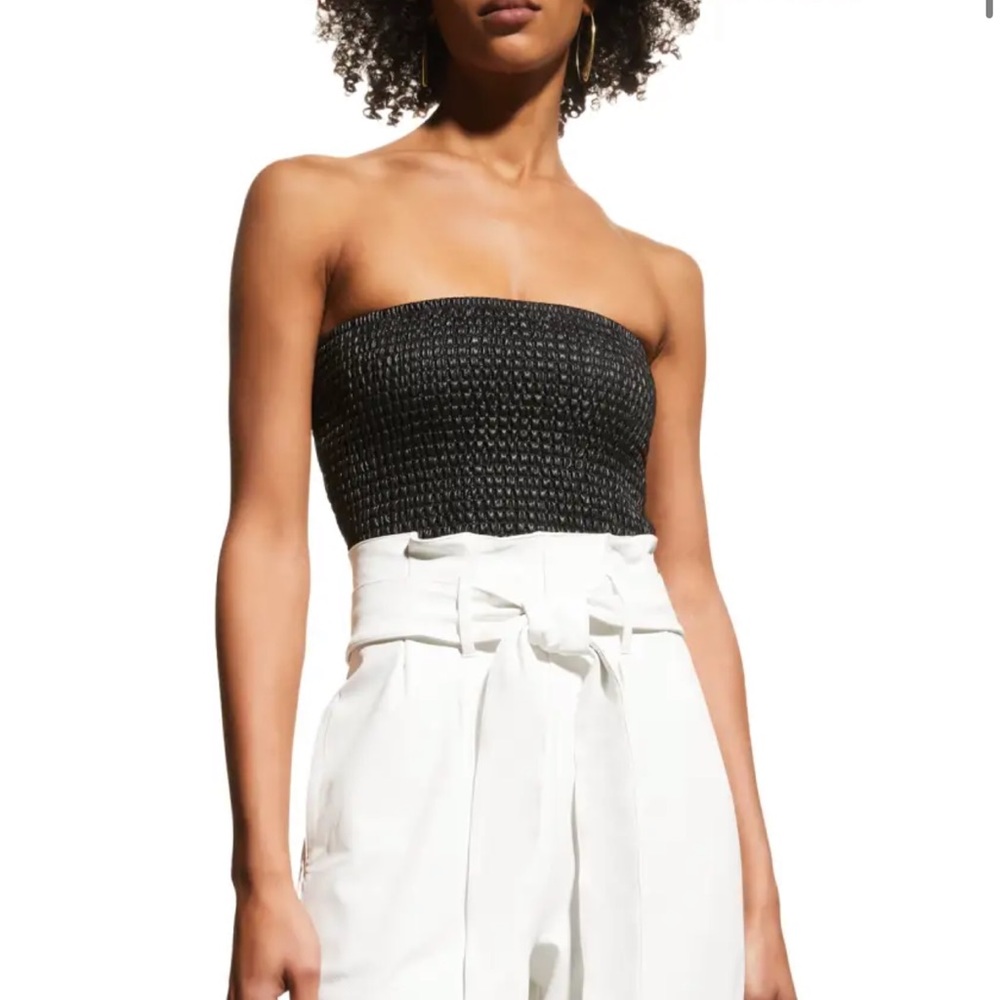 Commando Black Faux Leather Smocked Tube Top M - Picture 3 of 9