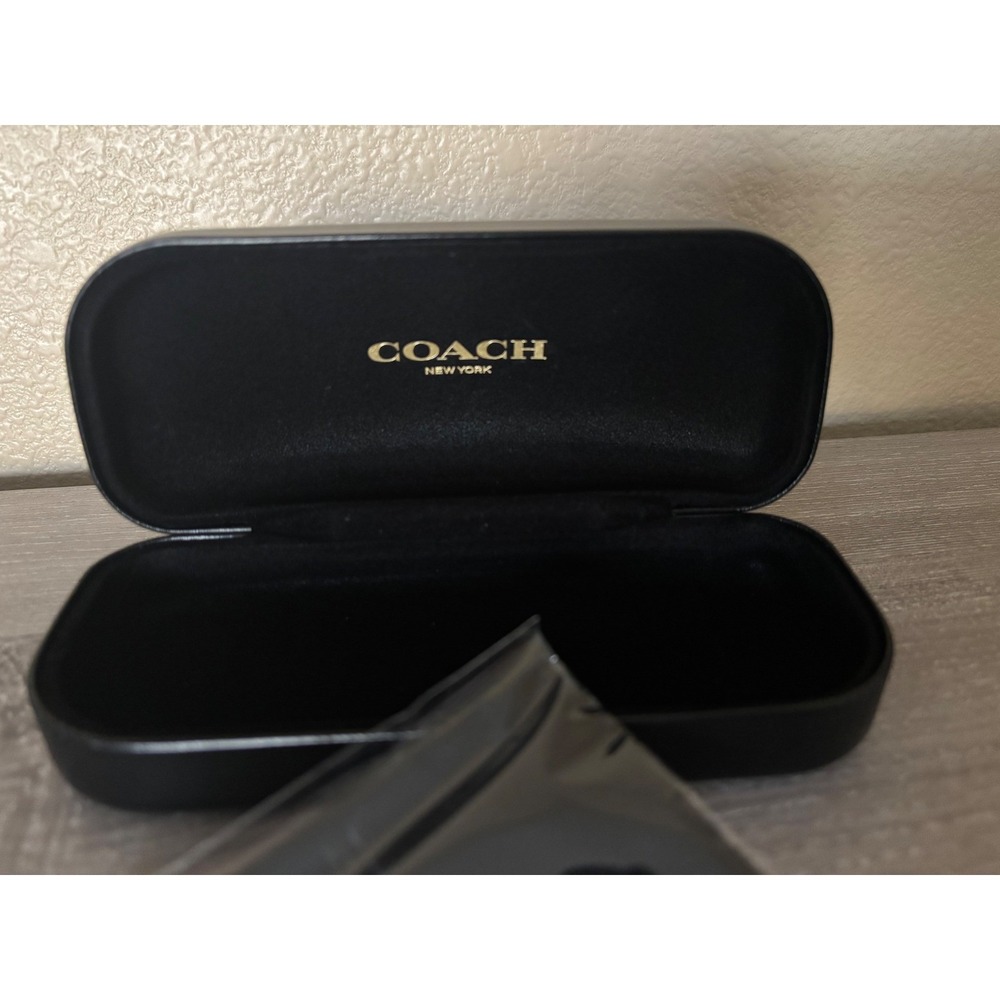 Coach Black Hard Shell Eyeglass Case with Soft Interior and Cleaning Cloth - Picture 4 of 7