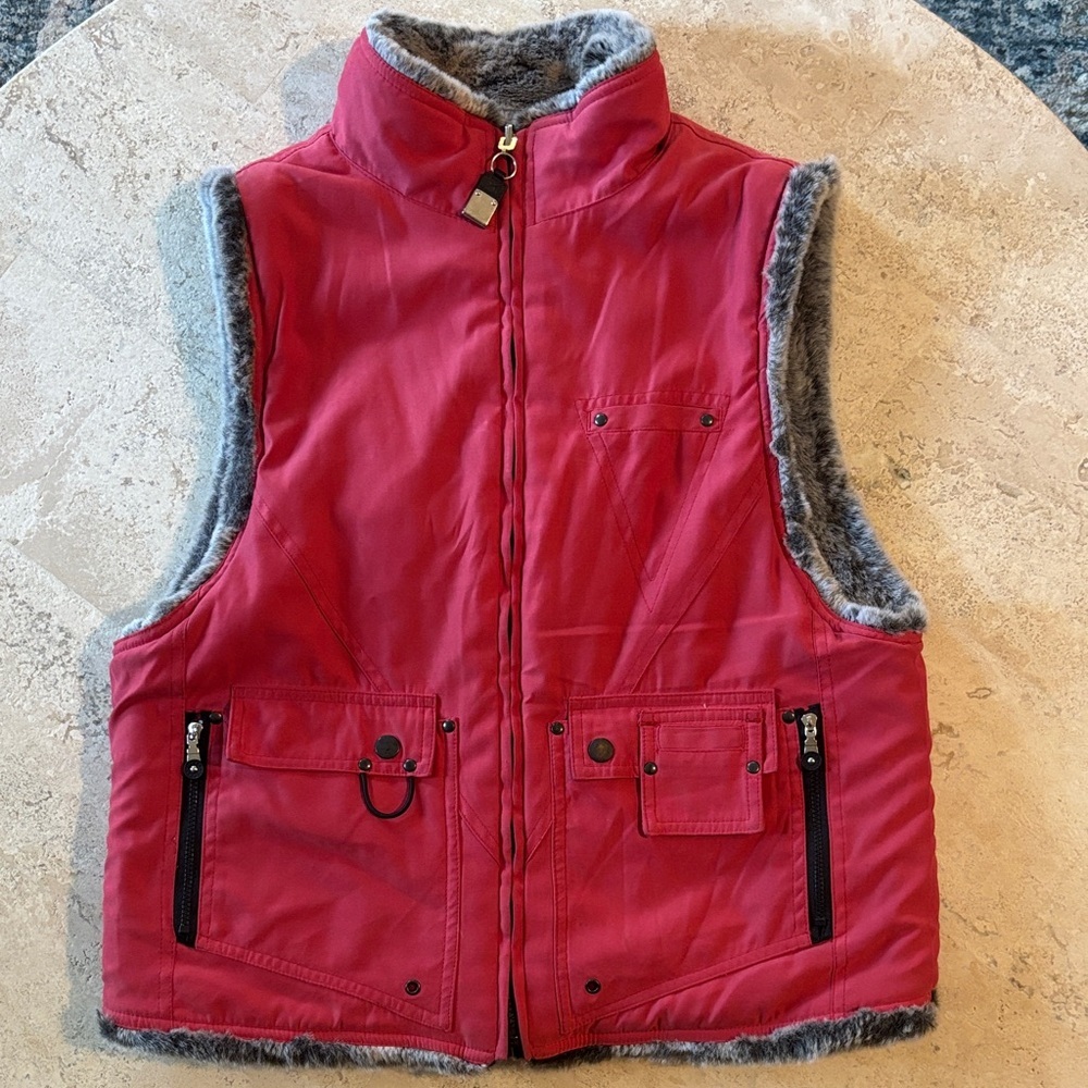 Jamie Sadock size Small/MediumRed fur‎ Lined Vest