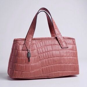 Fossil Vintage Genuine Leather Pink Crocodile-Embossed Shoulder Bag EUC