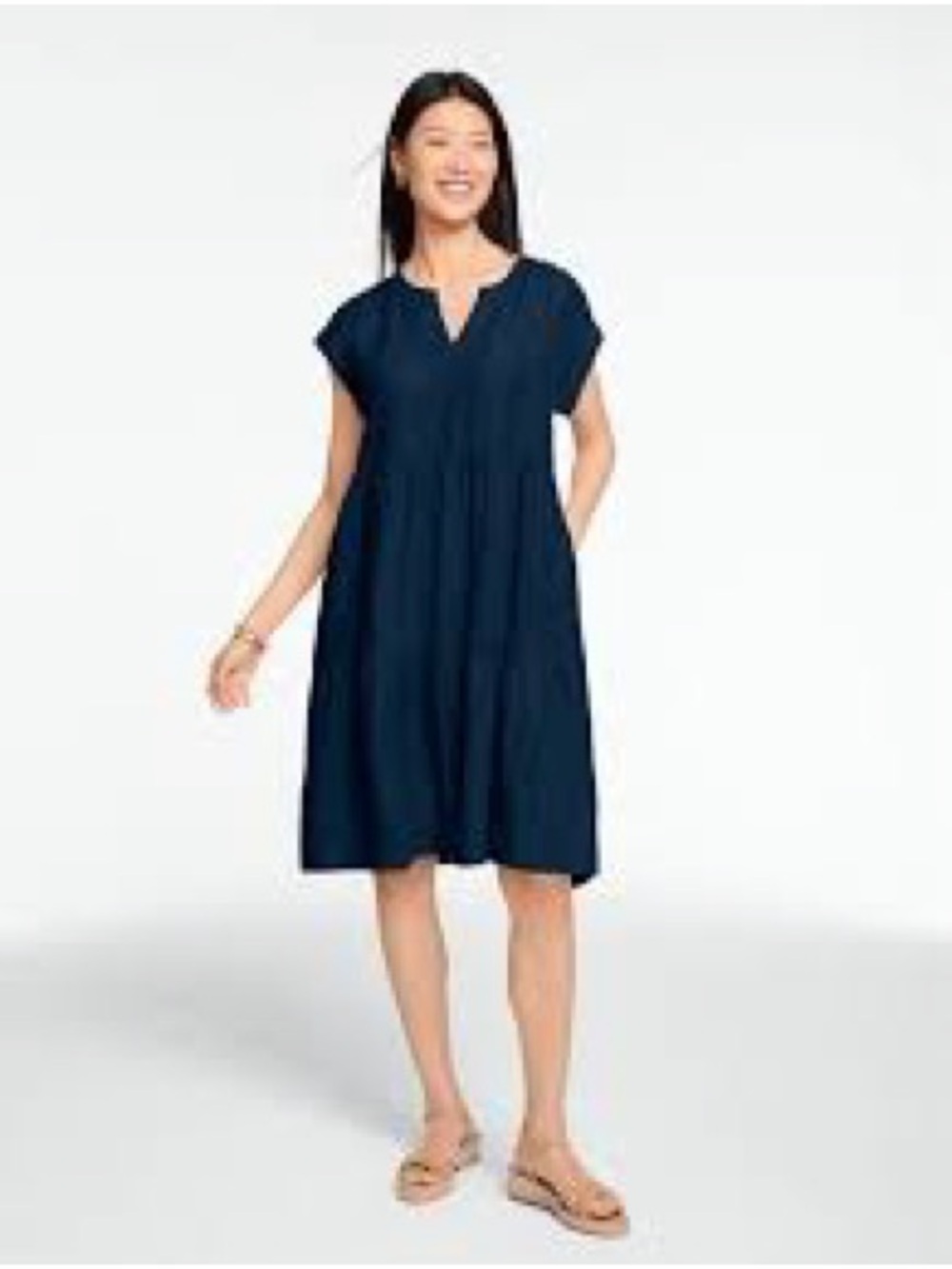 Roller Rabbit navy gauze cotton tiered Pamela midi swing dress EUC large