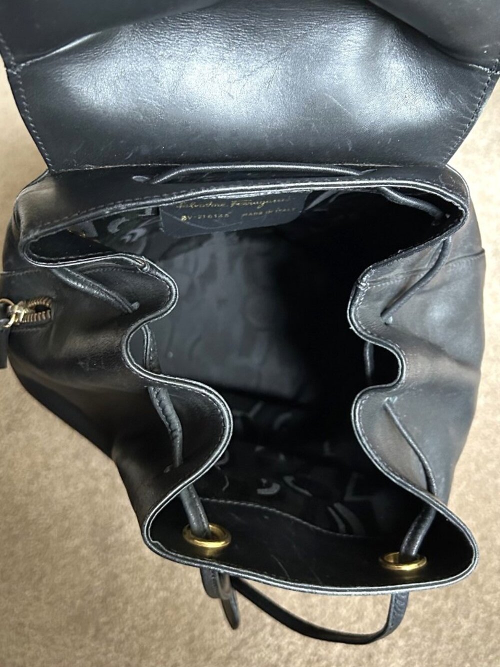 SALVATORE FERRAGAMO Gancini Leather Backpack, Black - Picture 10 of 13