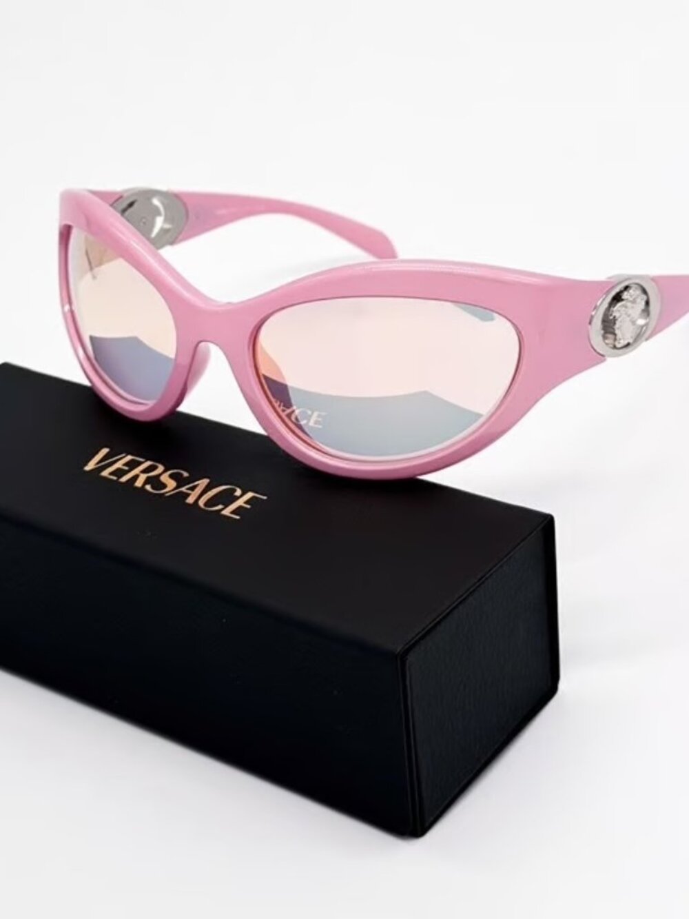 NEW VERSACE VE4485 5521/Z PINK ROSE GOLD MIRROR PINK LENS SUNGLASSES AUTHENTIC