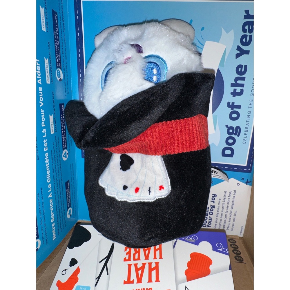 BarkBox‎ Danny Hat Hare Magician Rabbit Dog Toy Plush Burrow Top Hat White bark