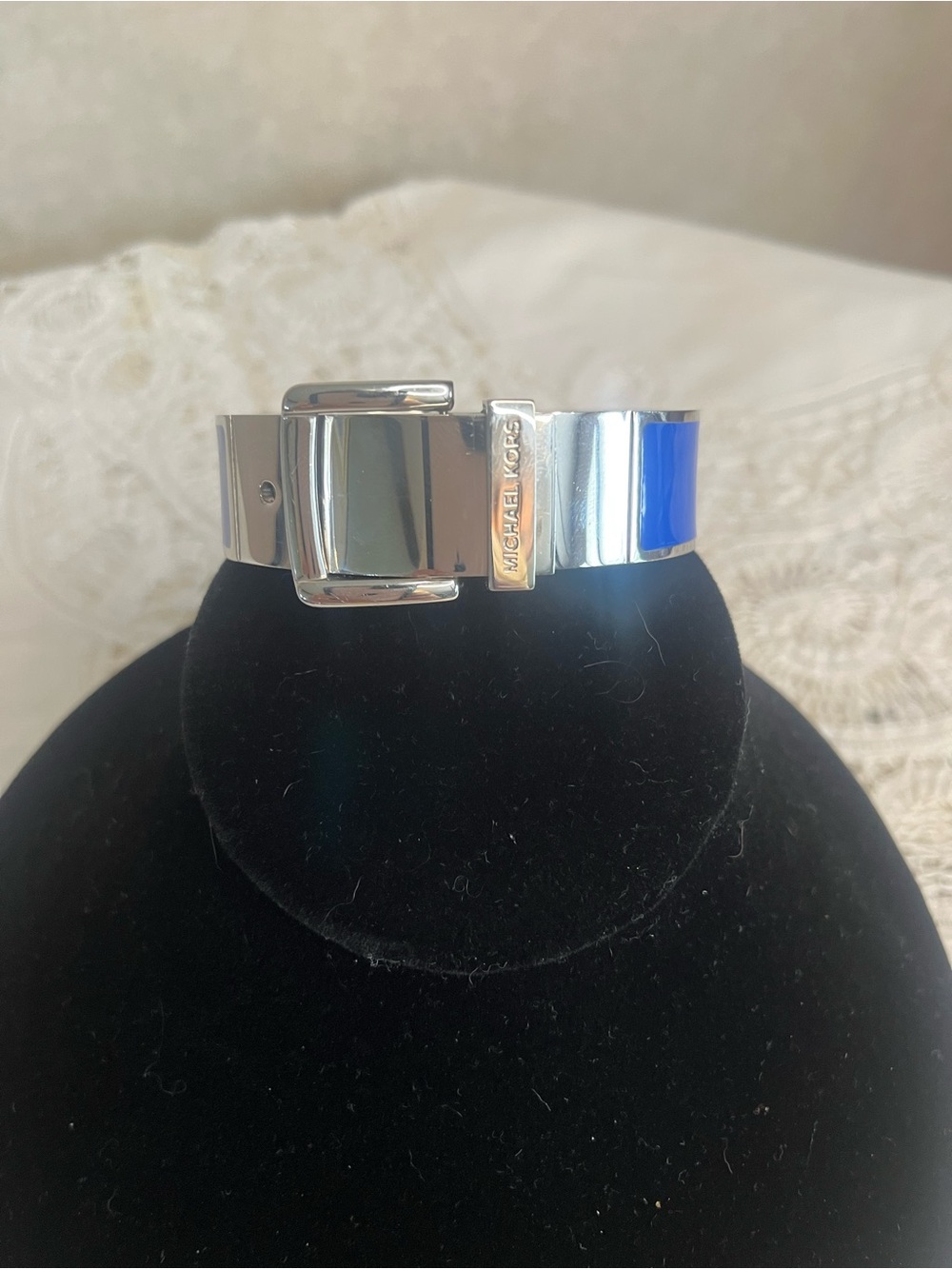 Michael Kors Silver Bracelet with Blue Accent Panel