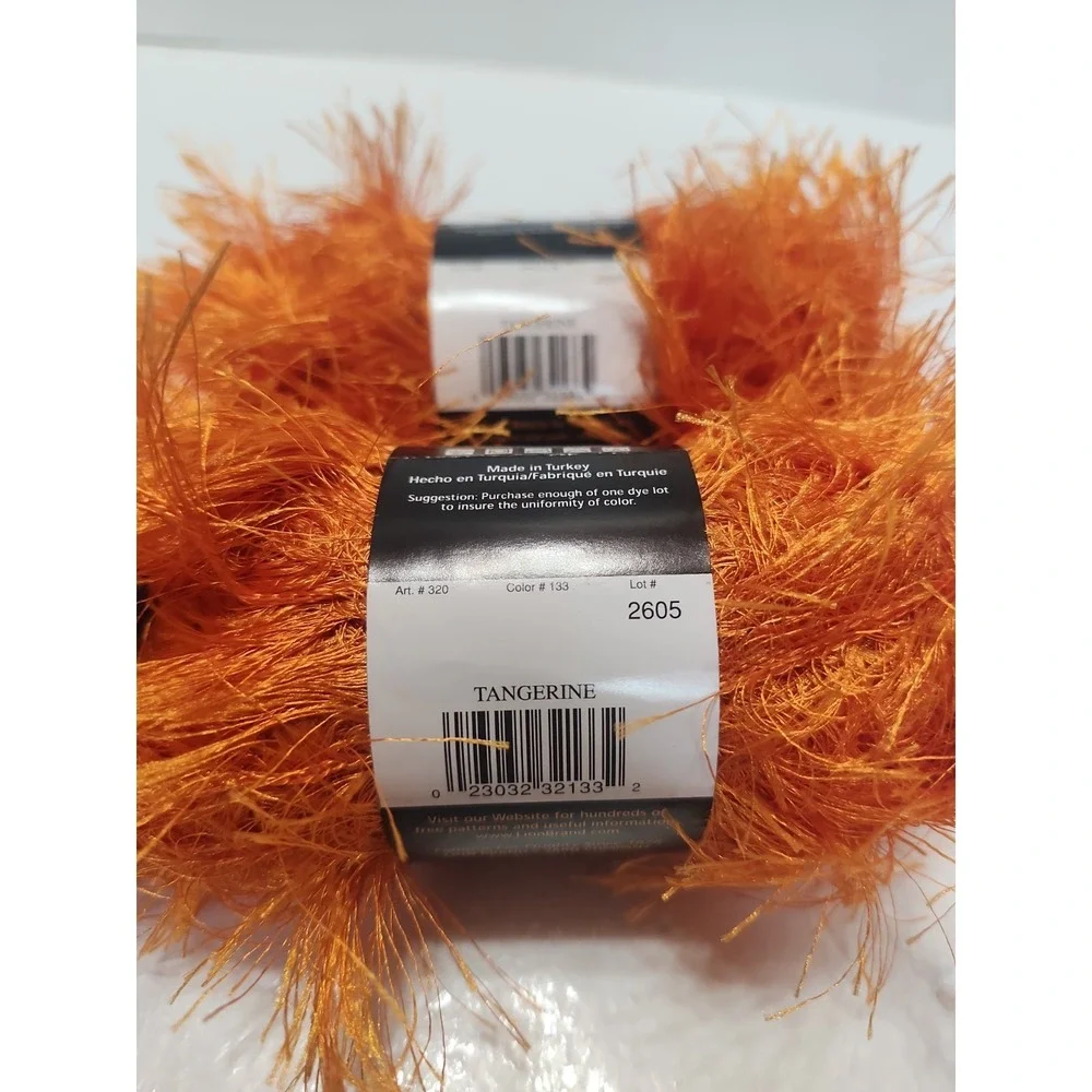Lion Brand Yarn Fun Fur Lot Of 2 Tangerine/Orange - Picture 4 of 4