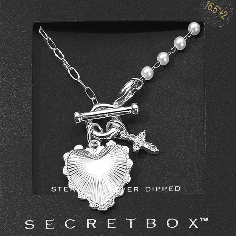 STERLING SILVER HEART TOGGLE NECKLACE