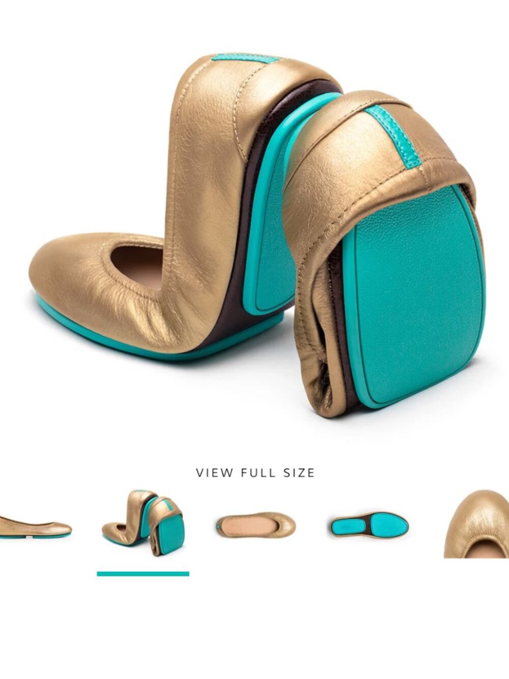 Tieks Metallic Gold Flats Size 8