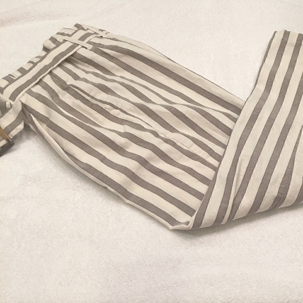 Romeo & Juliet Couture Small Y2K Wide Leg Pants cream brown striped
