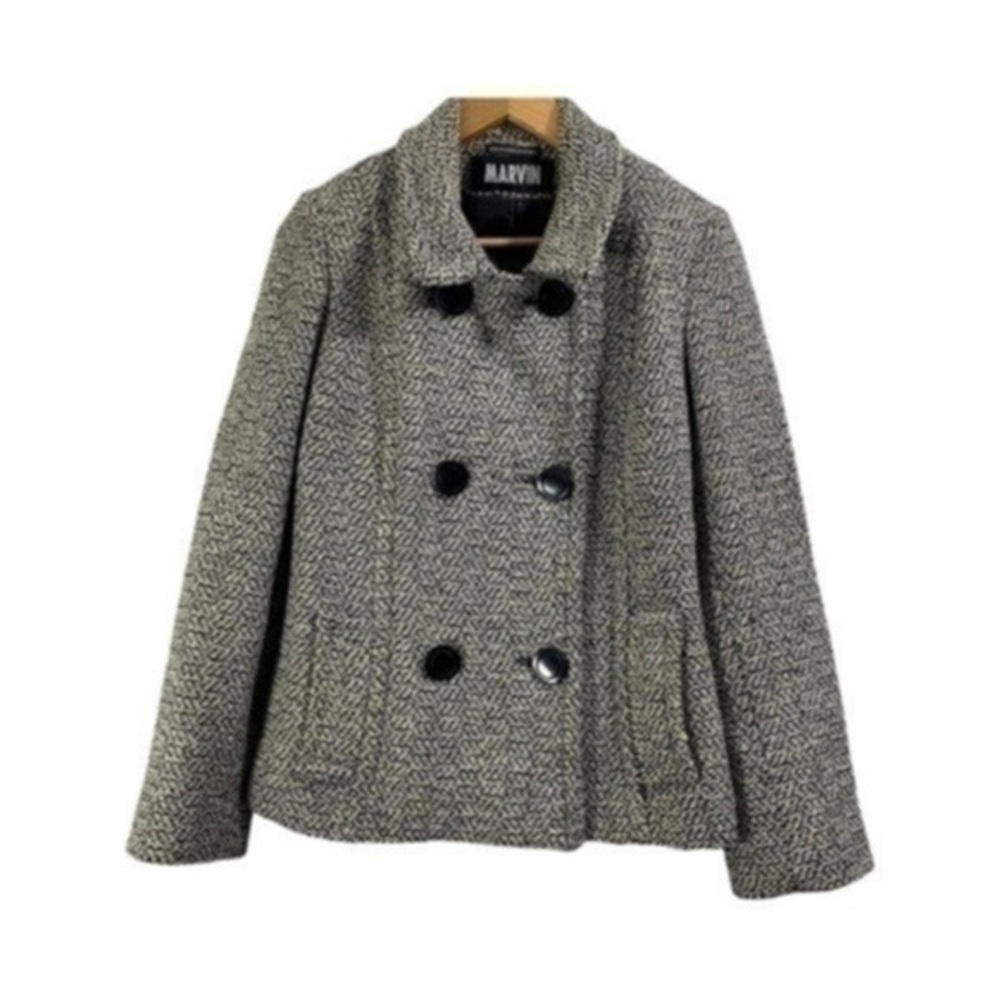 Marvin Richards women’s wool coat Size M Color Black/White - Picture 2 of 10