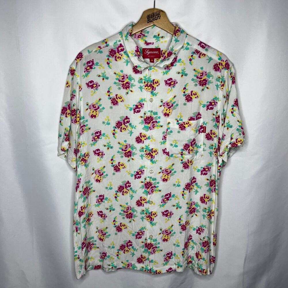 SS20 2020 Supreme NYC Floral Rayon S/S Button Up Shirt in White M