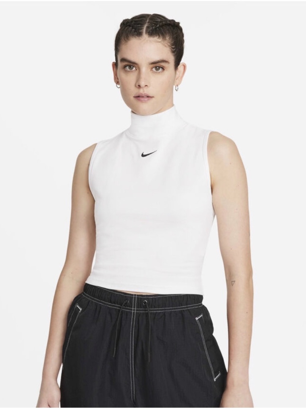 Nike Sportswear Collection Essentials White Mock Neck Sleeveless Top