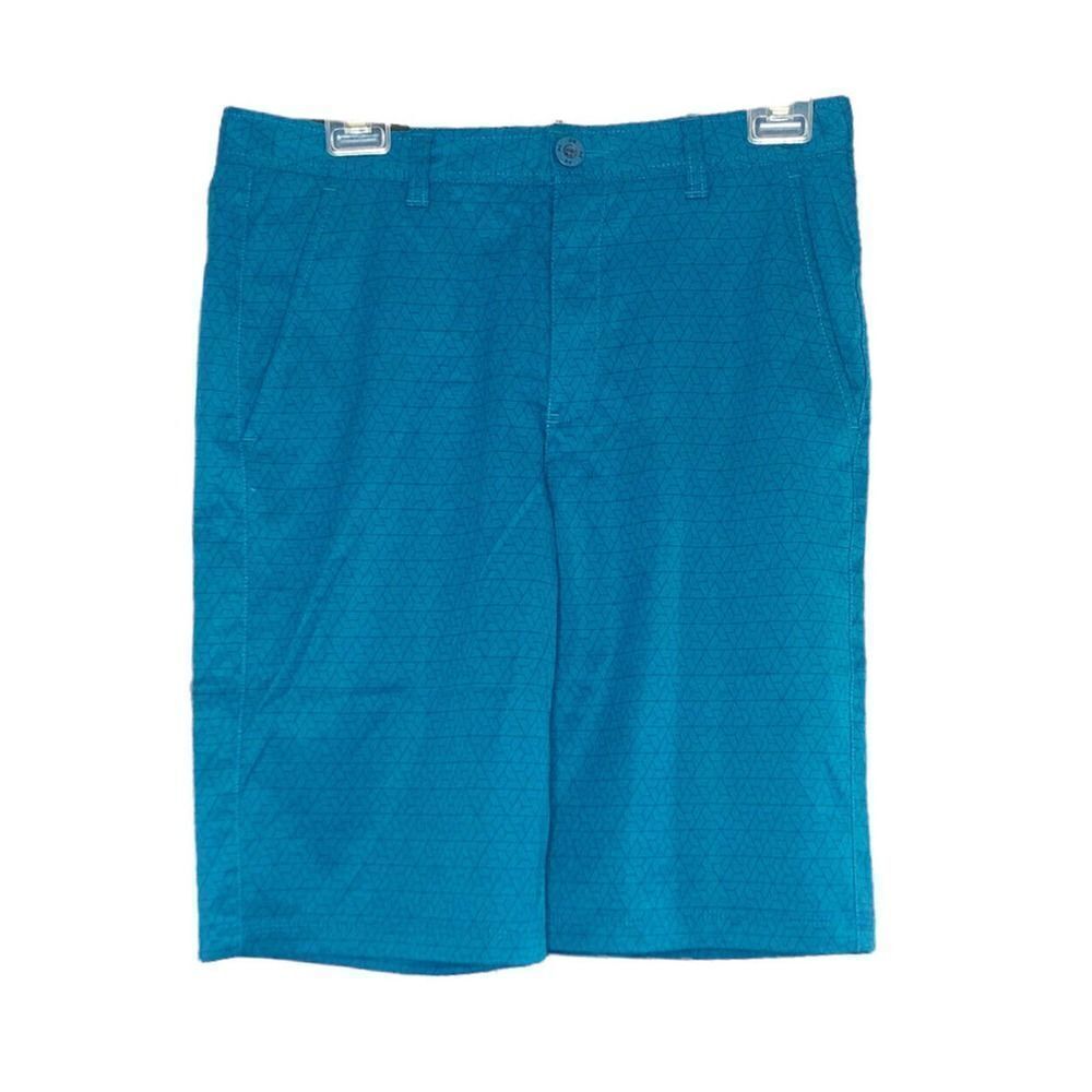 NWT Under Armour Youth Boy’s Teal Blue Shorts Geo Print Mesh Pockets Sz 18 NEW