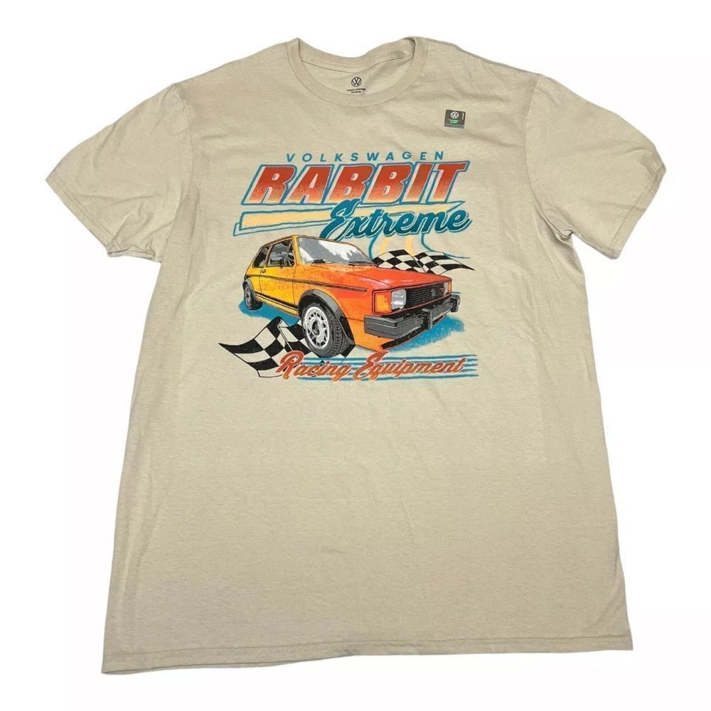 Volkswagen Adult Rabbit VW Extreme Racing OEM Equipment T-Shirt Beige Cars - Picture 7 of 12