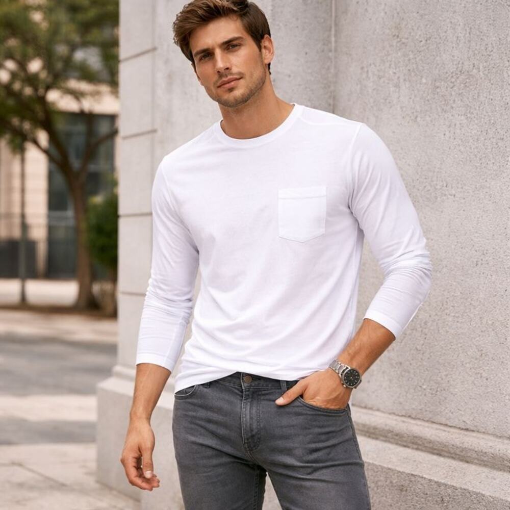 Michael Kors Men’s Modern-Fit Stretch Long-Sleeve T-Shirt – Size M - Picture 2 of 7