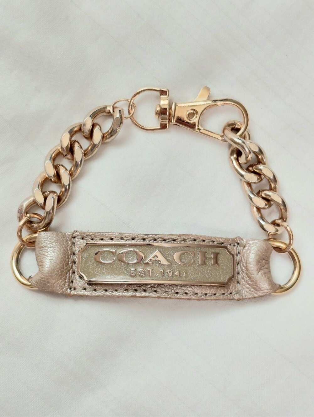 Coach Gold Est 1941 Leather Bracelet