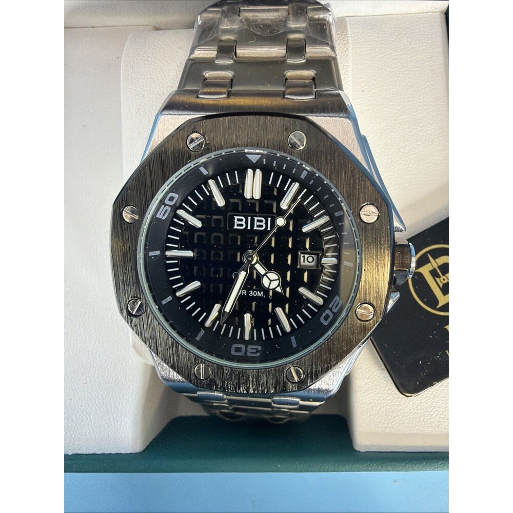 BiBi, Luxury Watch  Black Dial Silver Band, Case, Brand New  With Papers.
