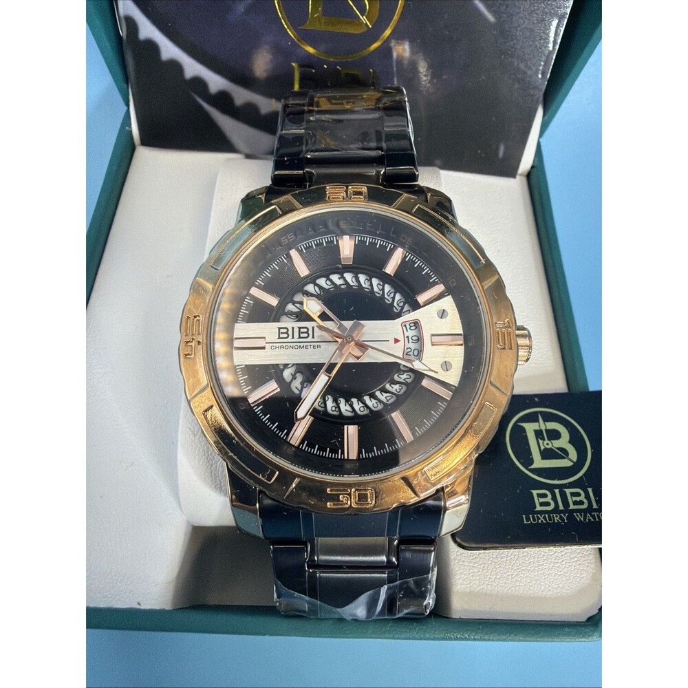 BIBI B0208 Black Dial, Rose Gold Case, With Black Band