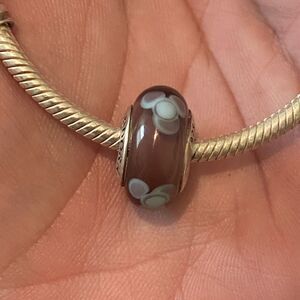 Authentic Pandora Purple Flowers For You Murano Glass Charm