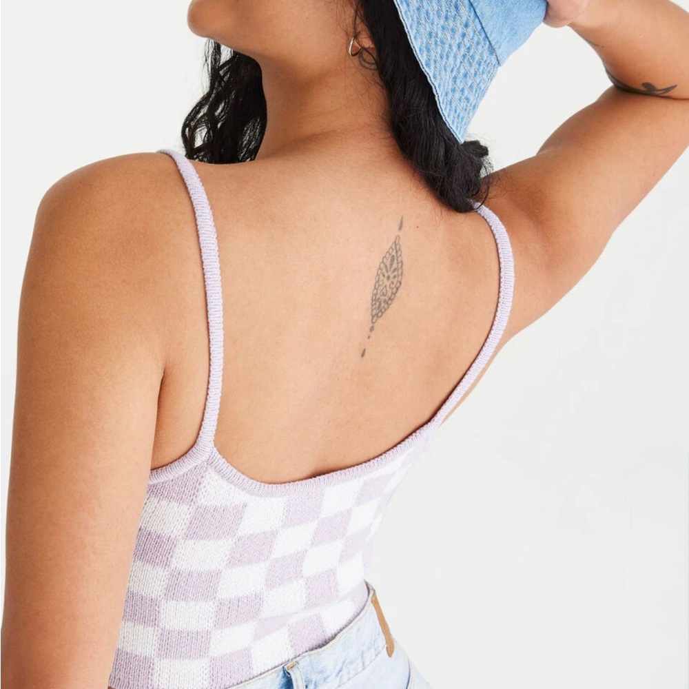 Aeropostale Lavender Checkered Crop Sweater Cami - Picture 4 of 10